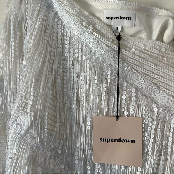 Superdown White Fringe Mini Skirt - Picture 7 of 12